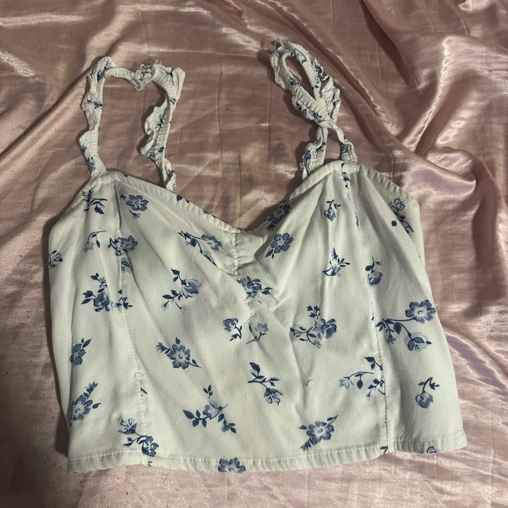 Hollister Green Camisole Crop Top with Ruffled Wrap
